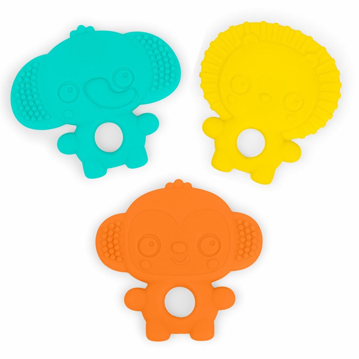 Soothers |   Gummy Buddies 3-Pack Textured Teethers – Elephant, Lion, Monkey Nursery Soothers