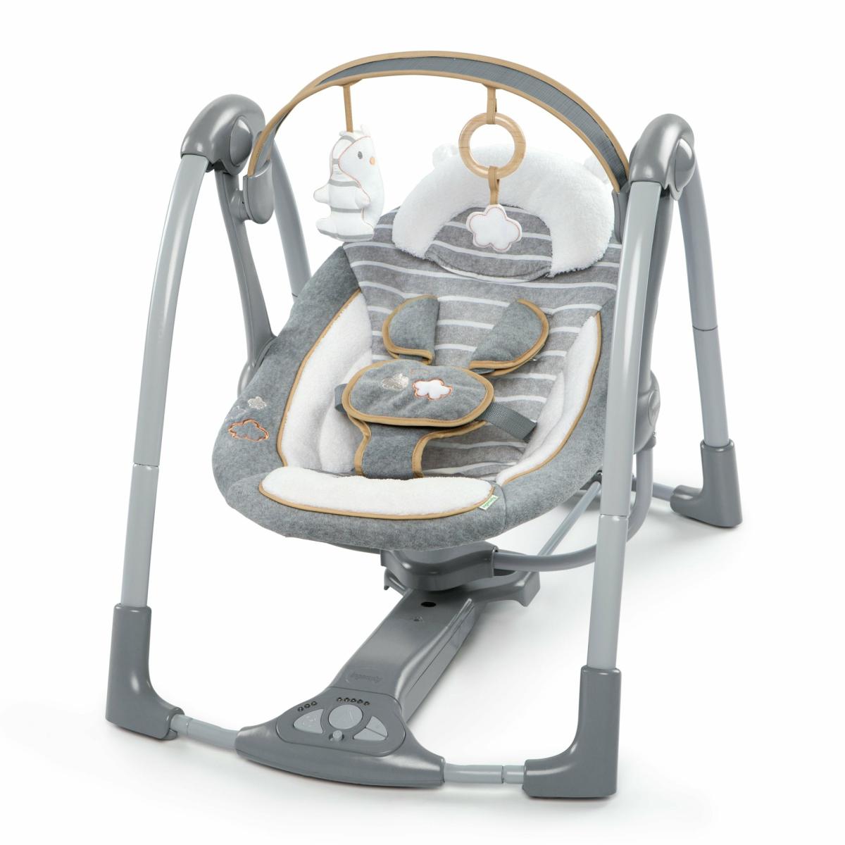 Swings |   Boutique Collection Deluxe Swing ‘N Go Portable Baby Swing, Bella Teddy Nursery Swings