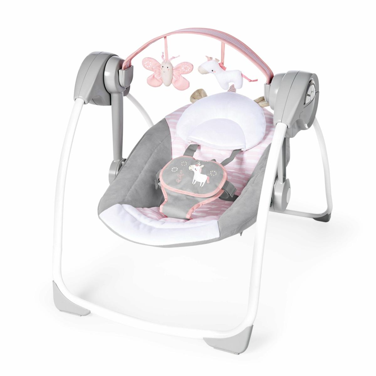 Swings |   Comfort 2 Go Compact Portable Baby Swing, Flora The Unicorn Nursery Swings