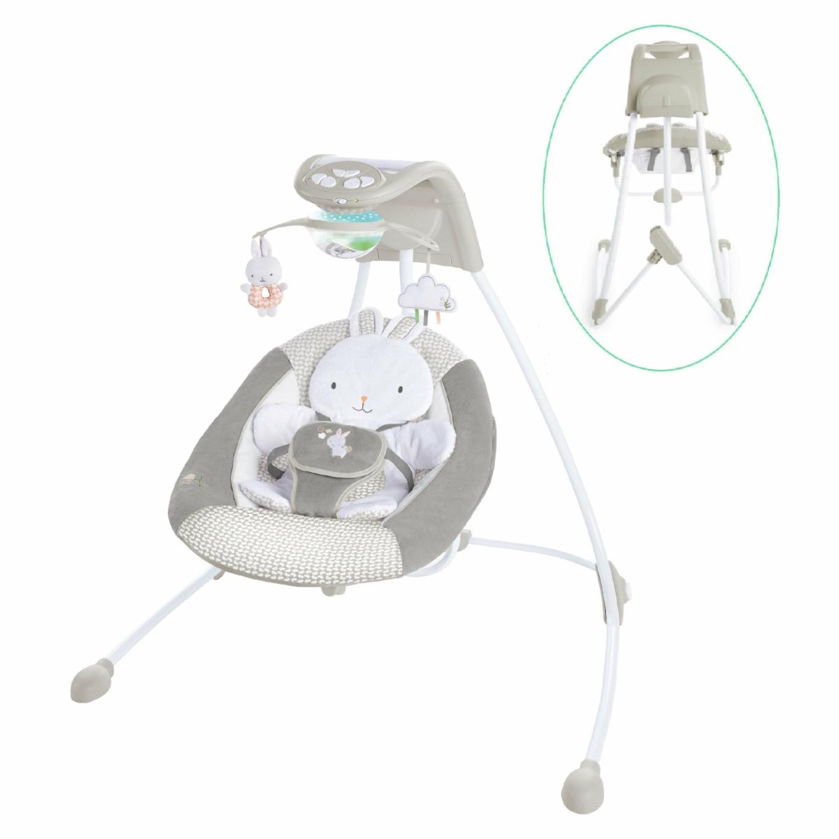 Swings |   Inlighten Baby Swing, Easy-Fold Frame & Light Up Mobile, Twinkle Tails Nursery Swings