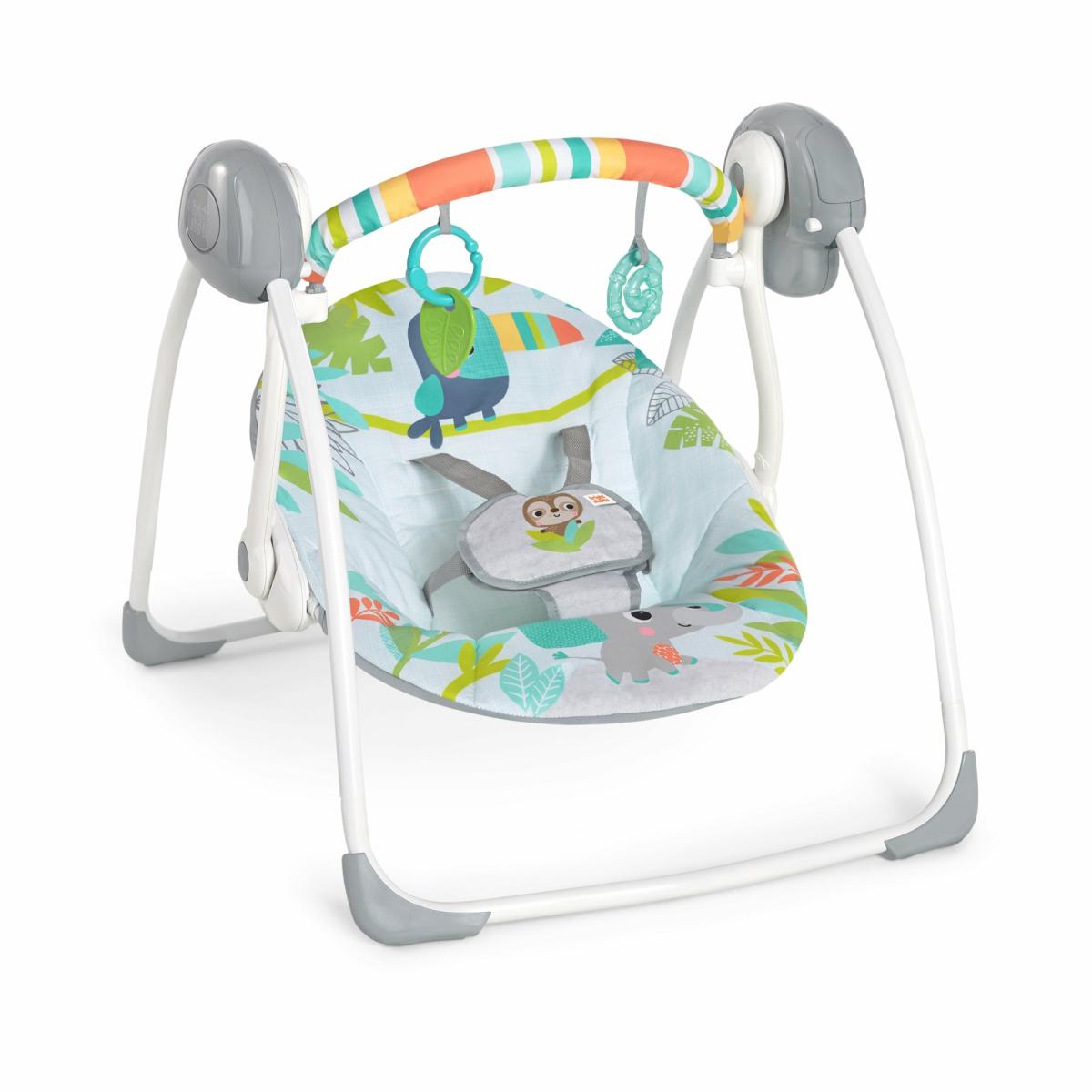 Swings |   Rainforest Vibes 6-Speed Portable Automatic Baby Swing With Toy Bar Nursery Swings