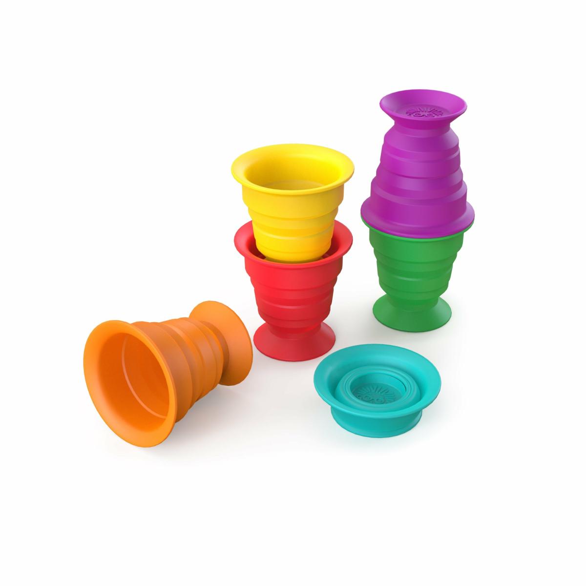 Toys |   Stack & Squish Cups 6Pc Collapsible Sensory Toys For Bath & Floor Play Toys Toys